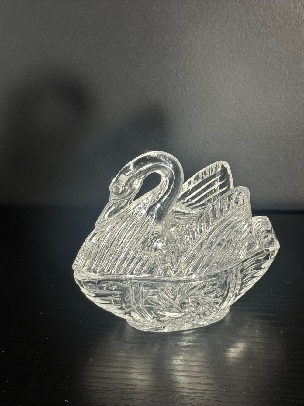 Vintage UV-Reactive Manganese Glass Swan Dish